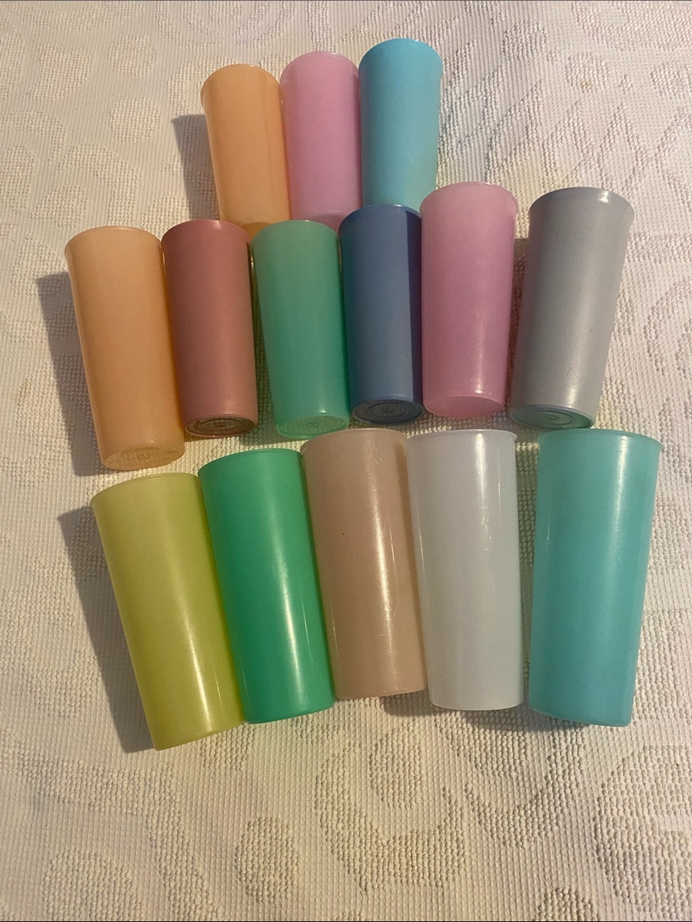 Tupperware Pastel Glasses - Multi Pastel Set, 2 different sizes. 14 cups